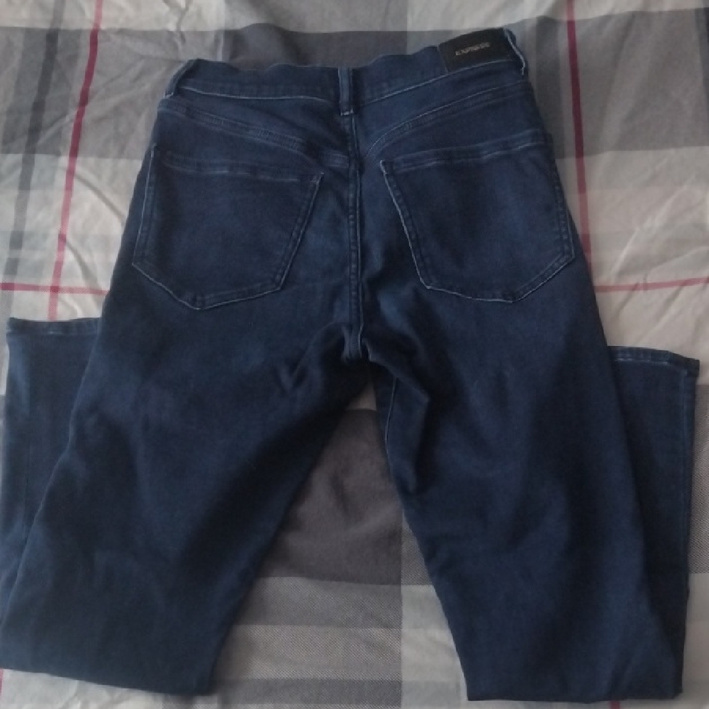 Express High Rise Skinny Dark Indigo Denim Jeans Sz 4.